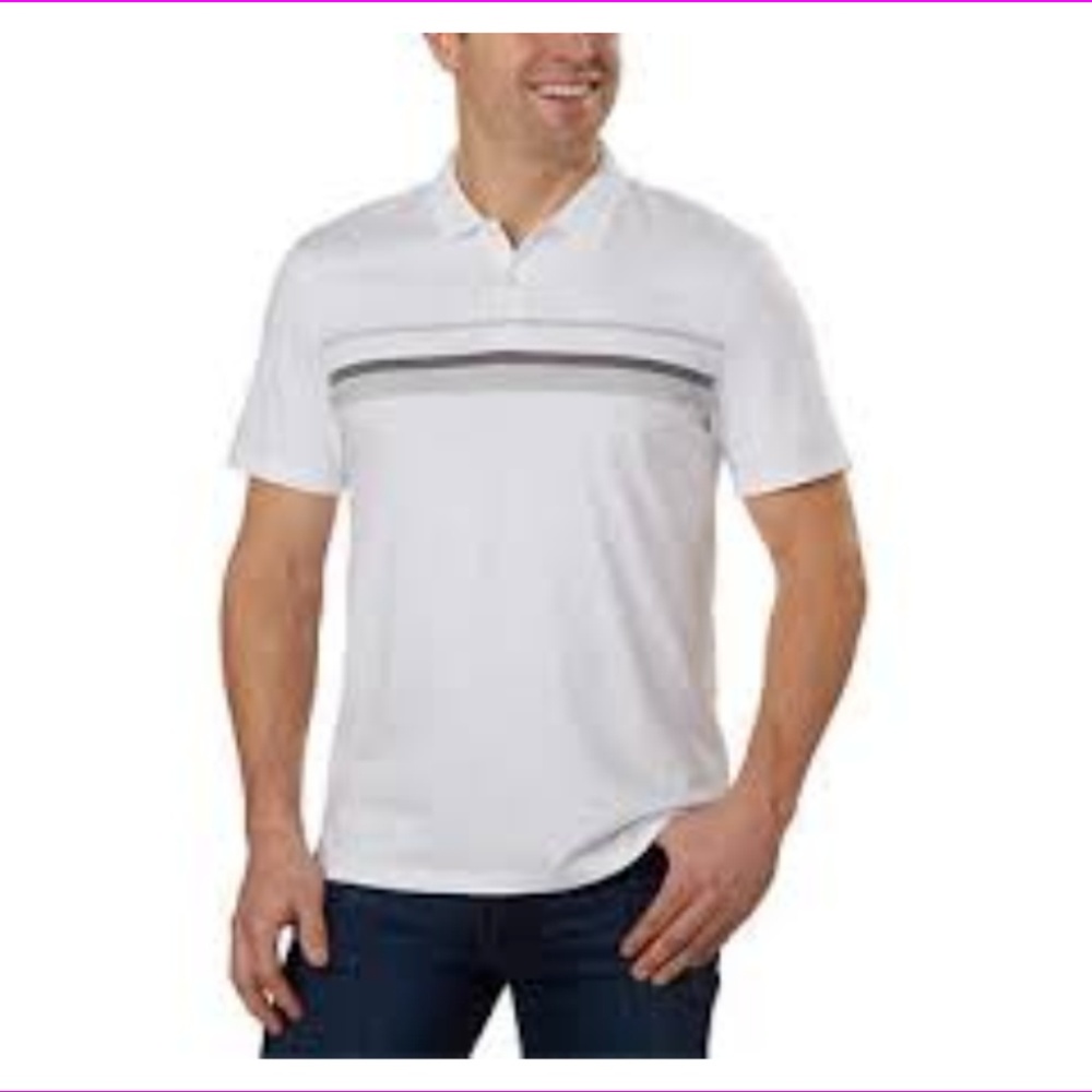 Calvin.K Men's Ribbed Collar and Cuffs Polo Shirt